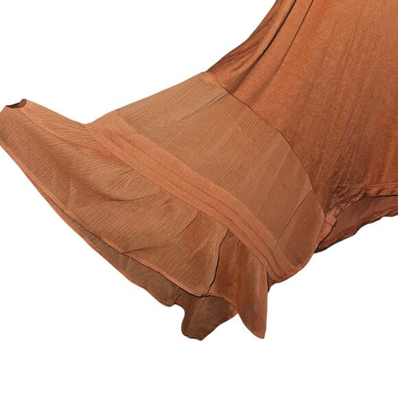 LOGO Lori Goldstein 3X Cardigan Orange Sheer Hem Asymmetrical Drape Lagenlook - Picture 5 of 16